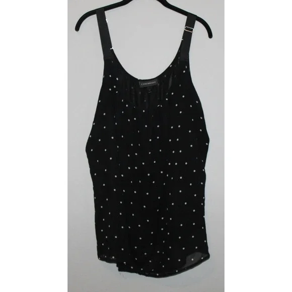 ✨2/$20 Lane Bryant Polka Dot Cami Tank Top Black White Semi Sheer Plus Size 26 - Picture 2 of 7